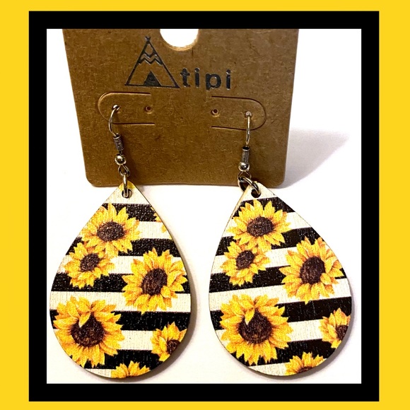 Sunflower Stripe Teardrop Lightweight Wooden NWT - Picture 4 of 7